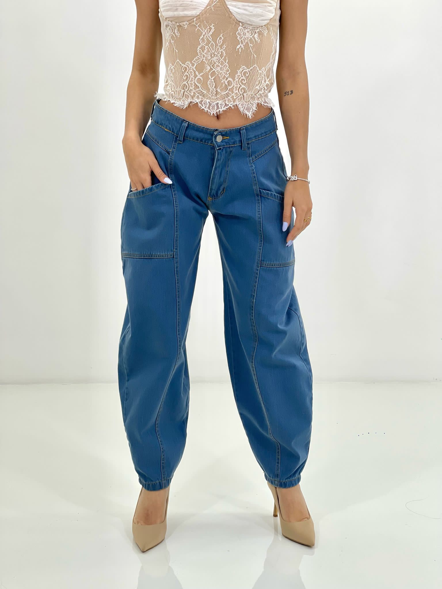 JEANS BALLOON CON CUCITURE NEW SS25
