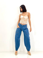JEANS BALLOON CON CUCITURE NEW SS25