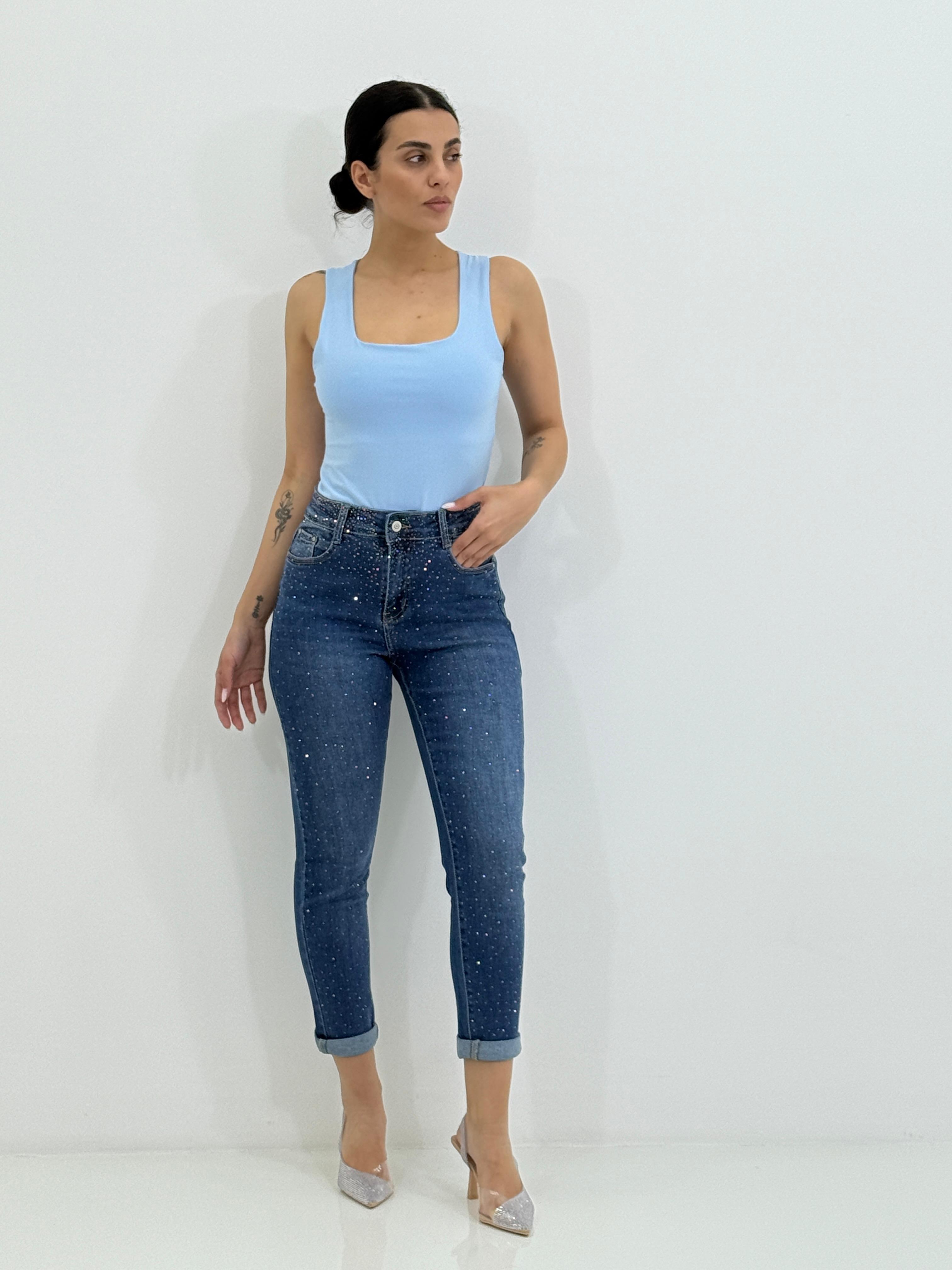 JEANS SKINNY CON STRASS NEW SS25