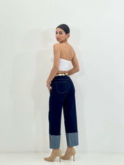 JEANS WIDE LEG CON RISVOLTO NEW SS25