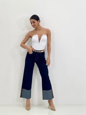 JEANS WIDE LEG CON RISVOLTO NEW SS25