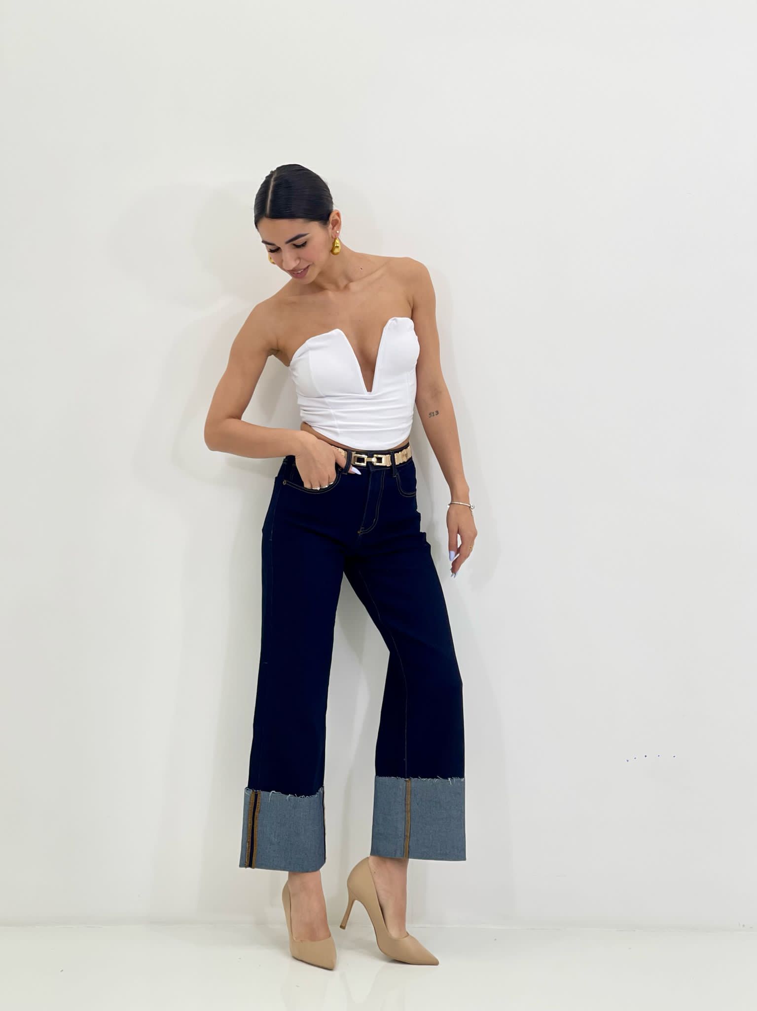 JEANS WIDE LEG CON RISVOLTO NEW SS25
