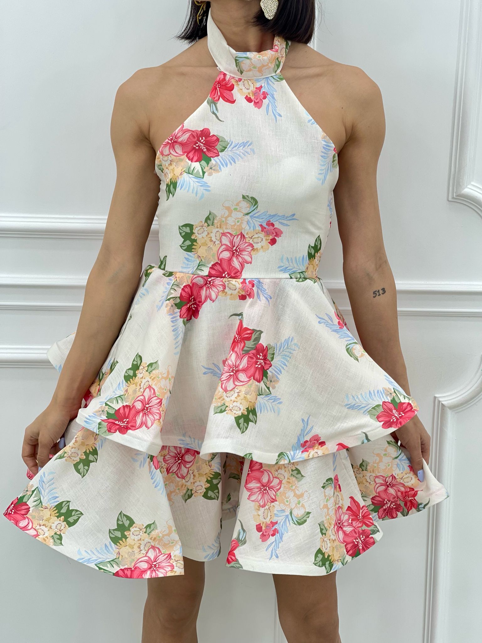 MINI DRESS FLOREAL CON BALZE NEW SS25