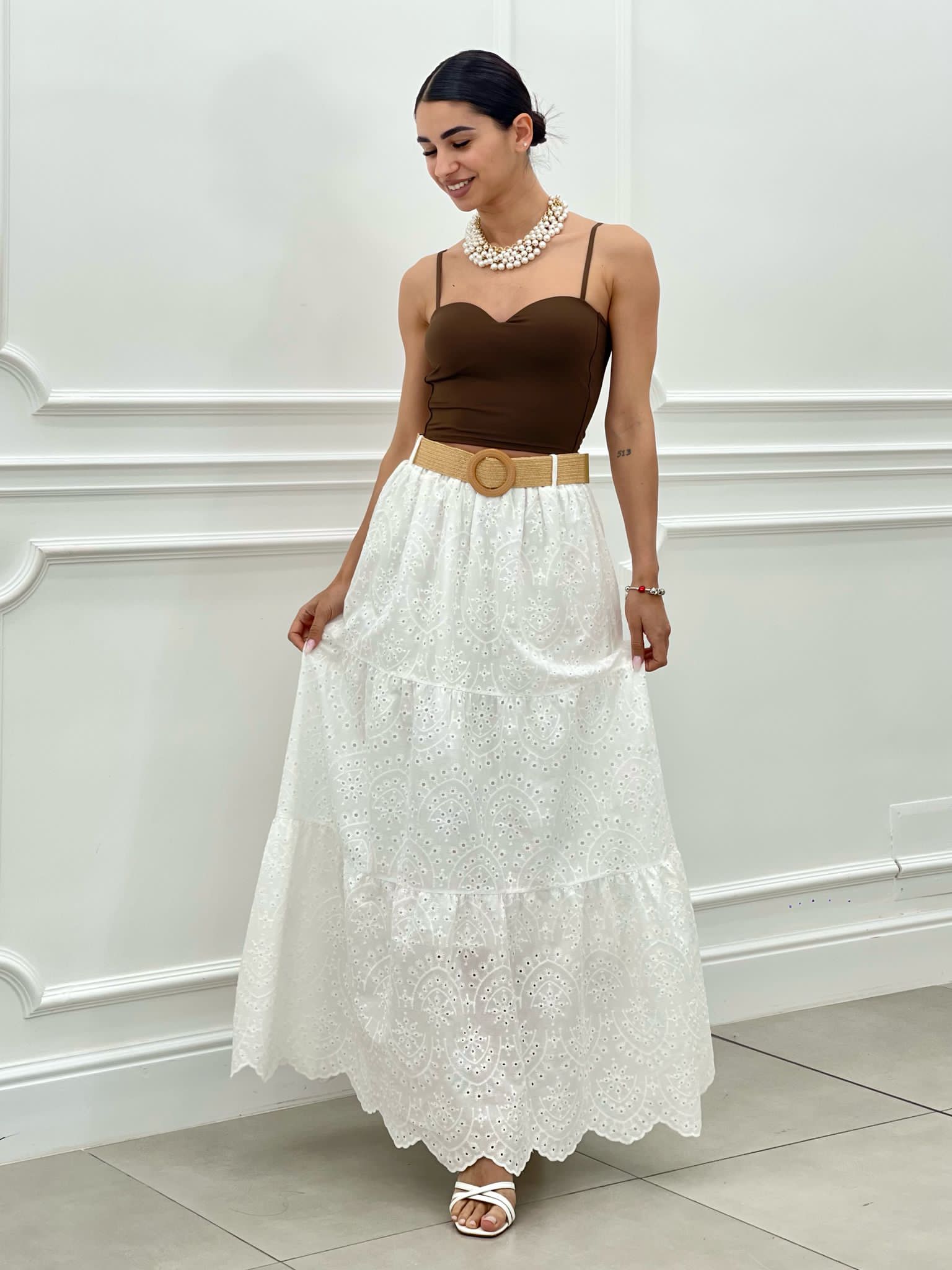 GONNA PIZZO SAN GALLO CON CINTURA NEW SS25