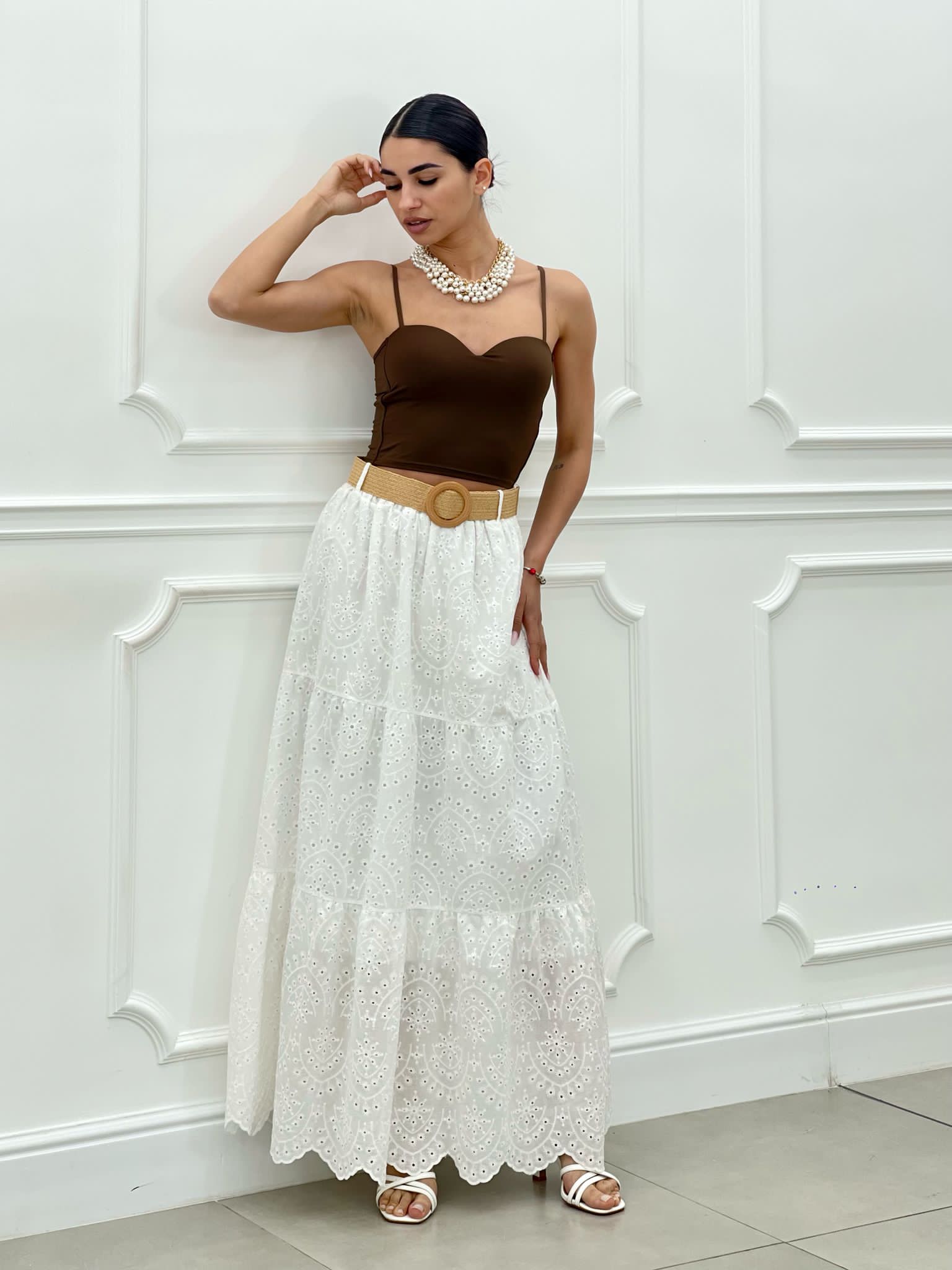 GONNA PIZZO SAN GALLO CON CINTURA NEW SS25