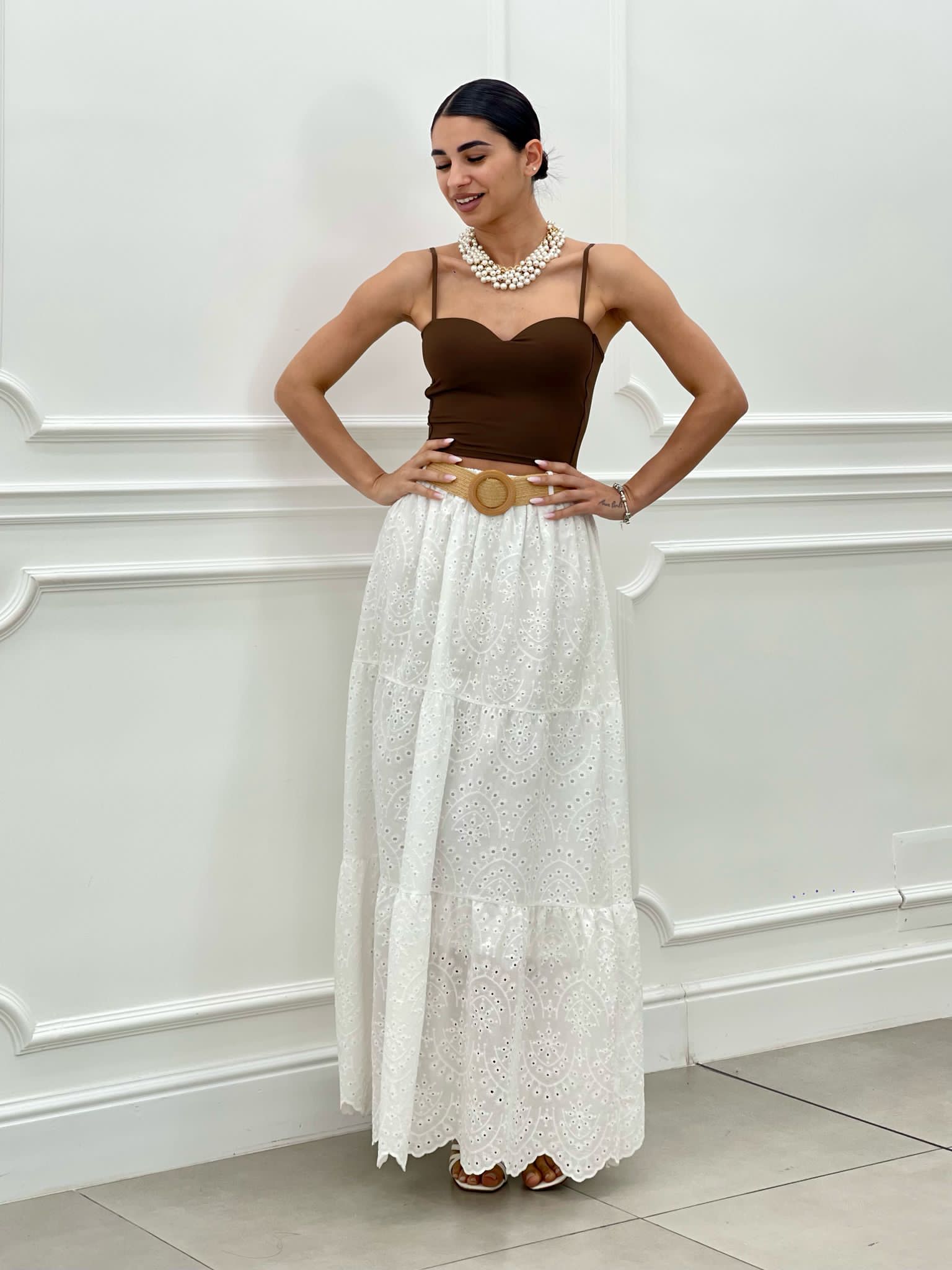 GONNA PIZZO SAN GALLO CON CINTURA NEW SS25