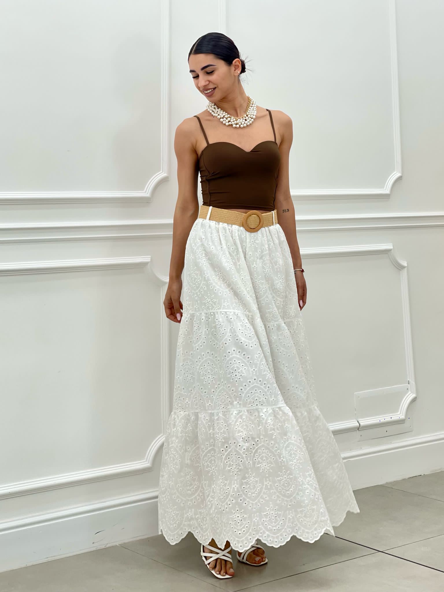 GONNA PIZZO SAN GALLO CON CINTURA NEW SS25