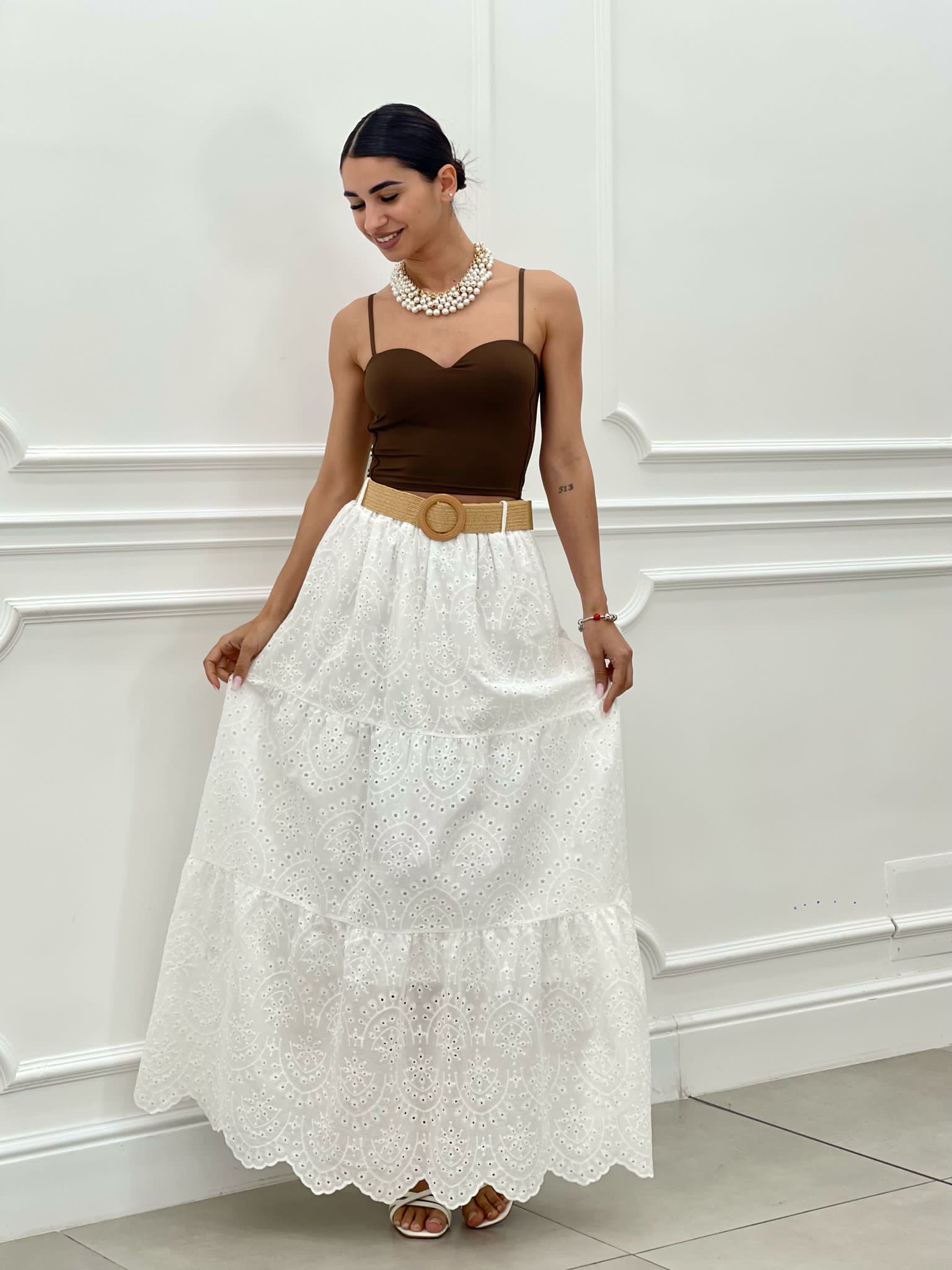 GONNA PIZZO SAN GALLO CON CINTURA NEW SS25