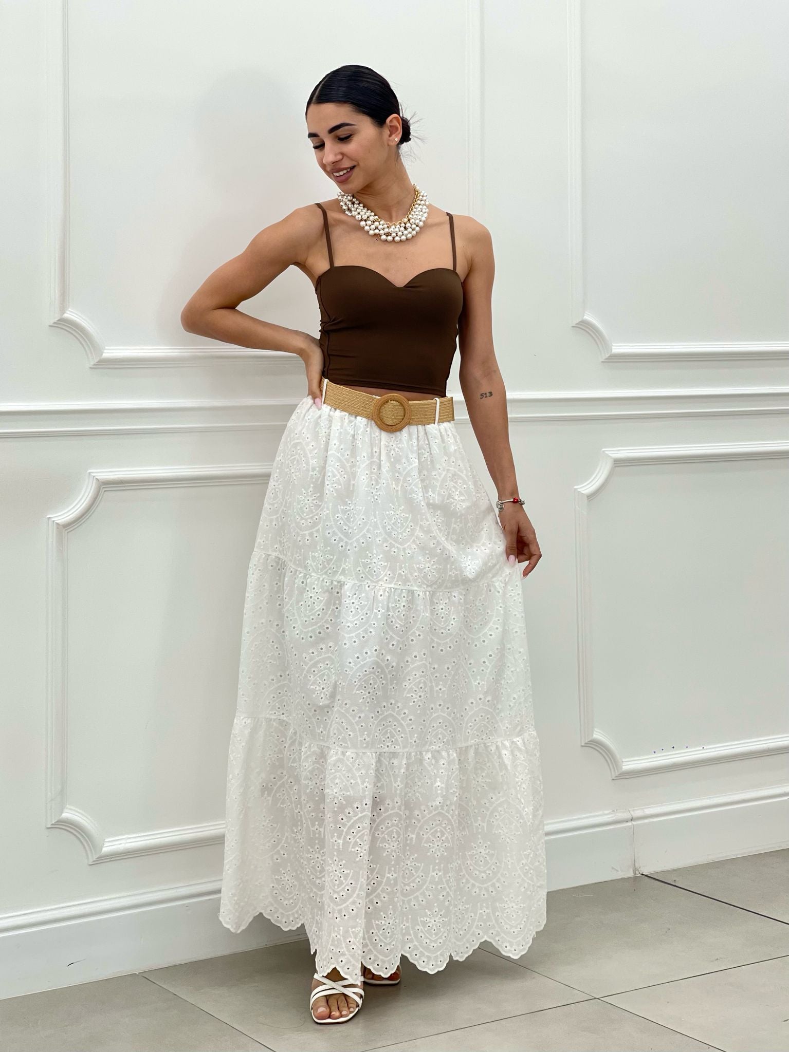 GONNA PIZZO SAN GALLO CON CINTURA NEW SS25