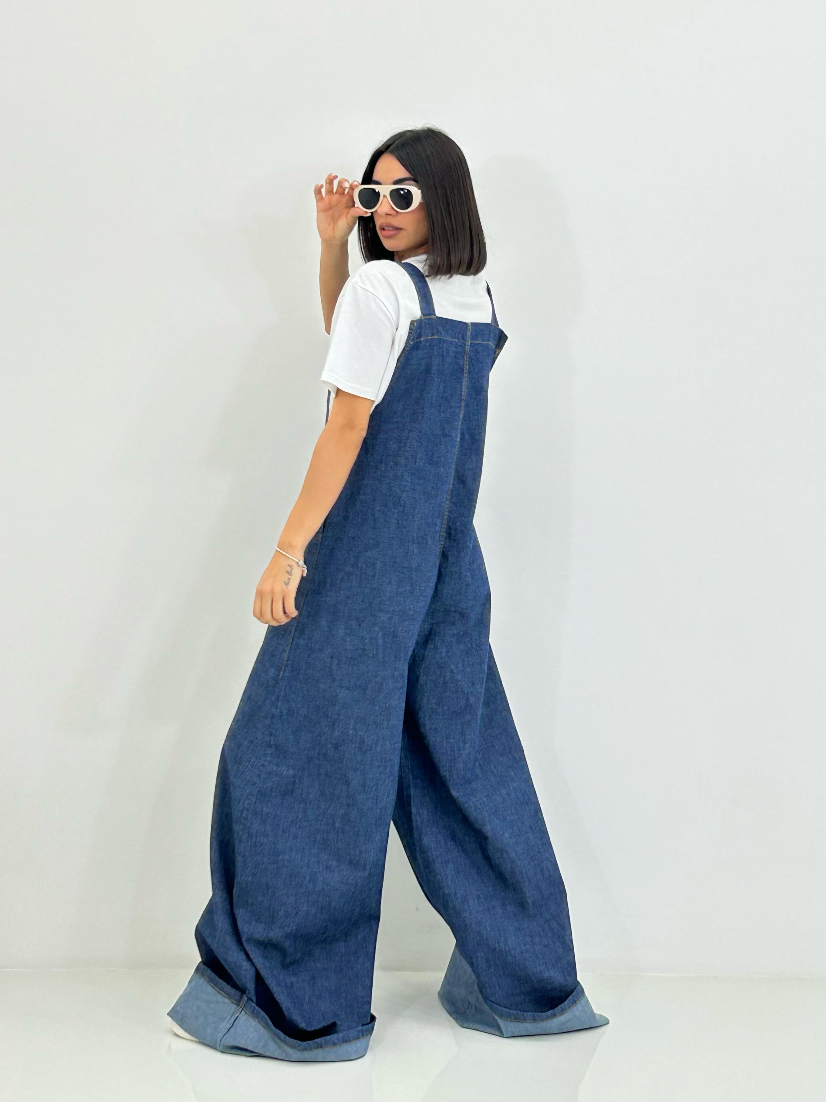 SALOPETTE DENIM CON RISVOLTO NEW SS25