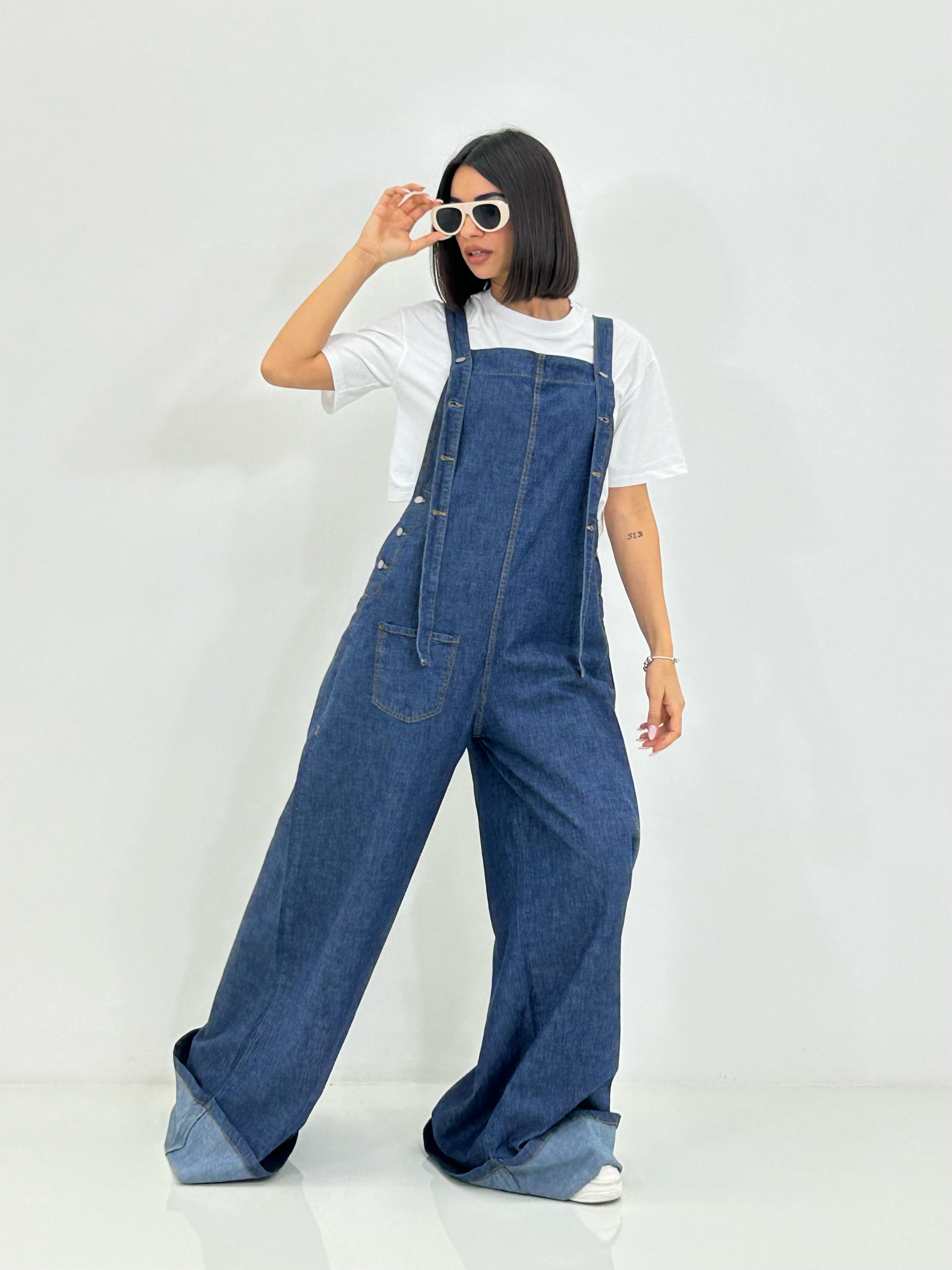 SALOPETTE DENIM CON RISVOLTO NEW SS25
