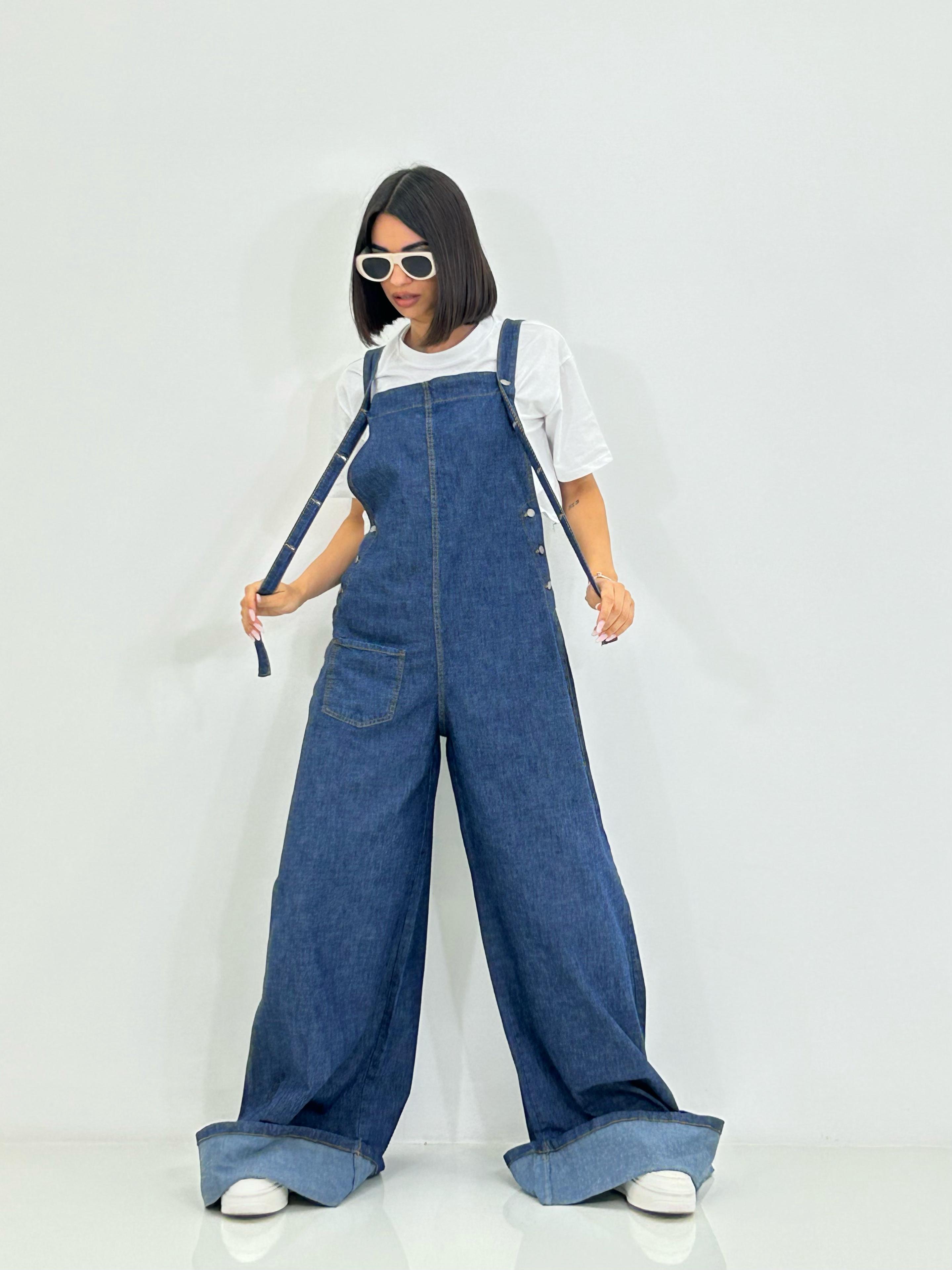 SALOPETTE DENIM CON RISVOLTO NEW SS25