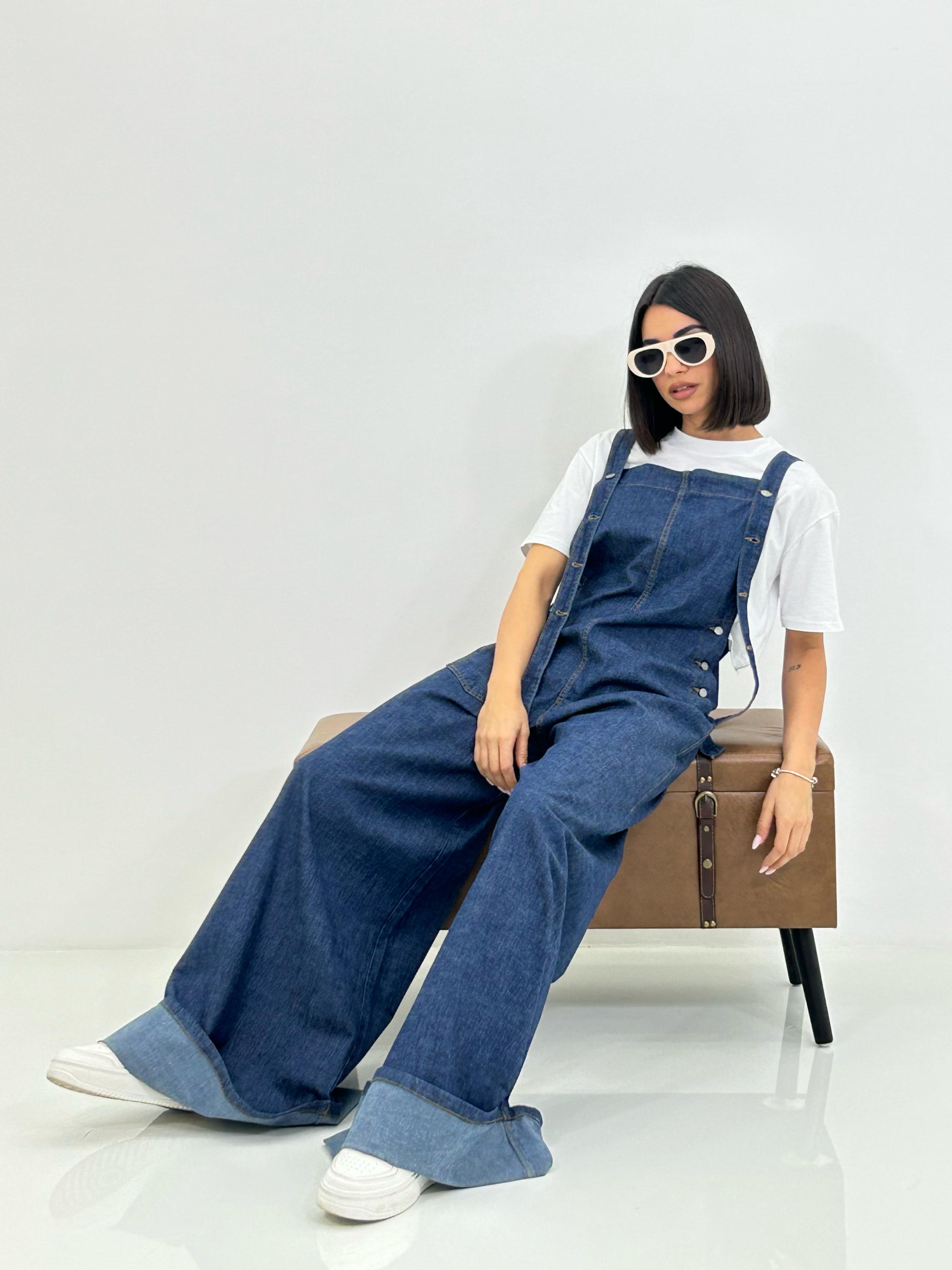 SALOPETTE DENIM CON RISVOLTO NEW SS25