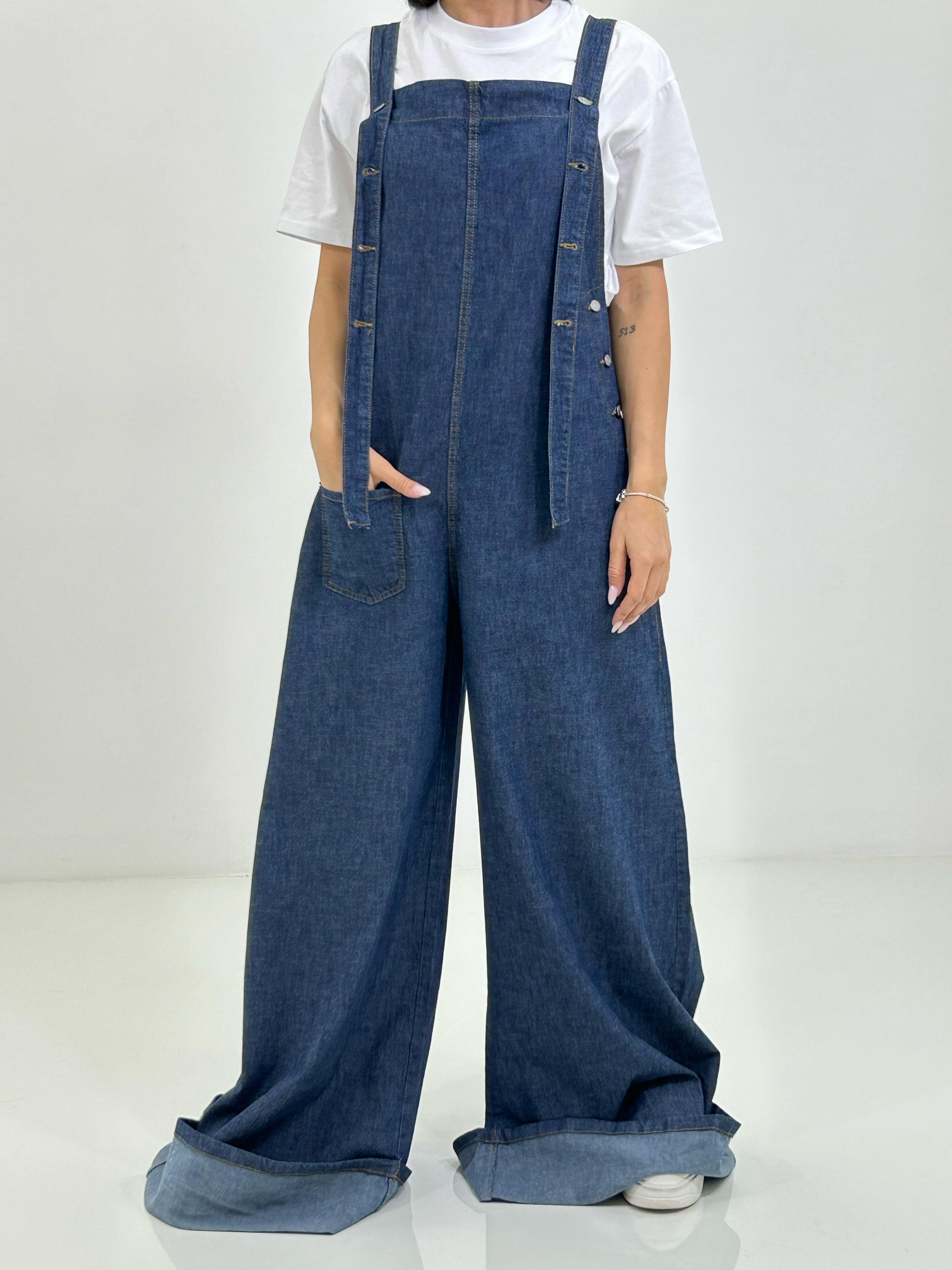 SALOPETTE DENIM CON RISVOLTO NEW SS25