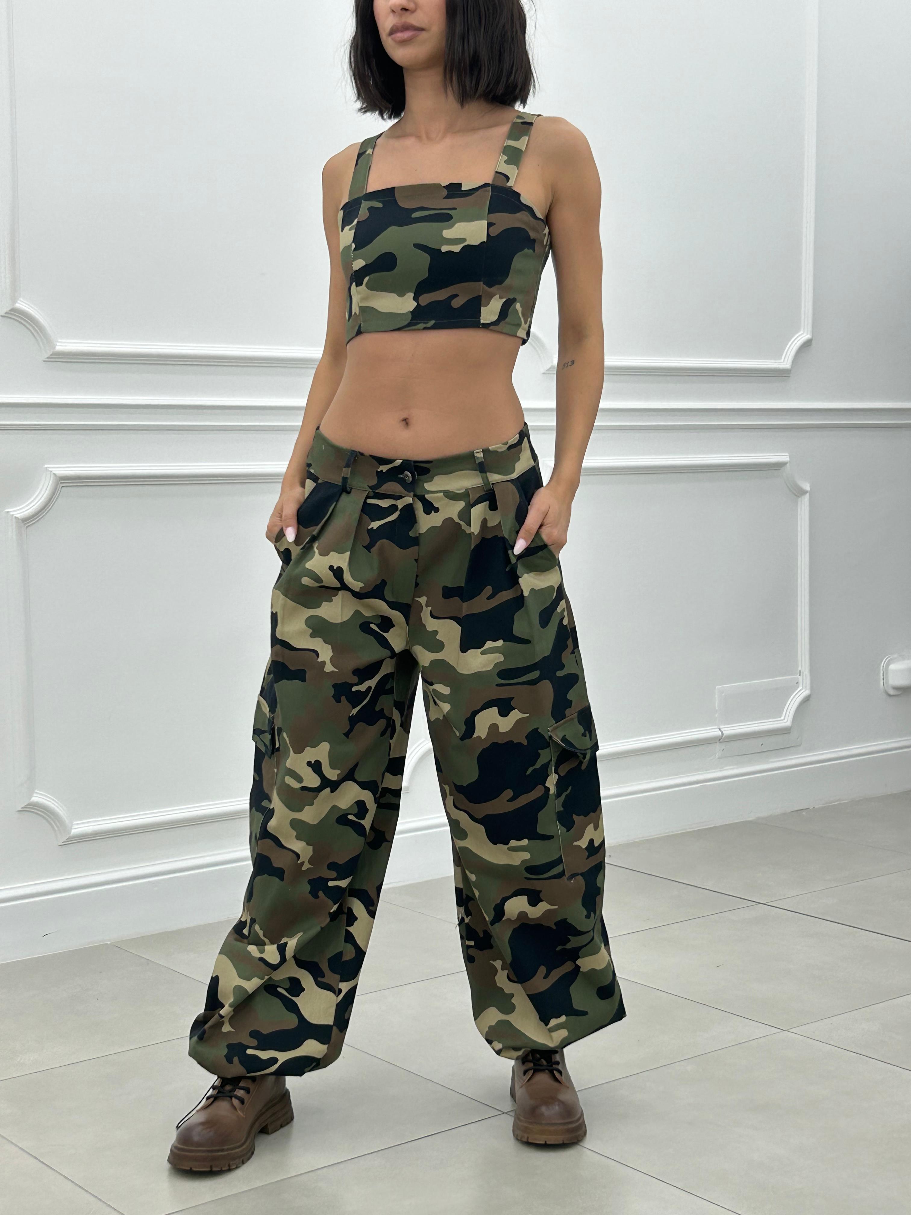 COORDINATO TOP E PANTALONE MIMETICO NEW SS25