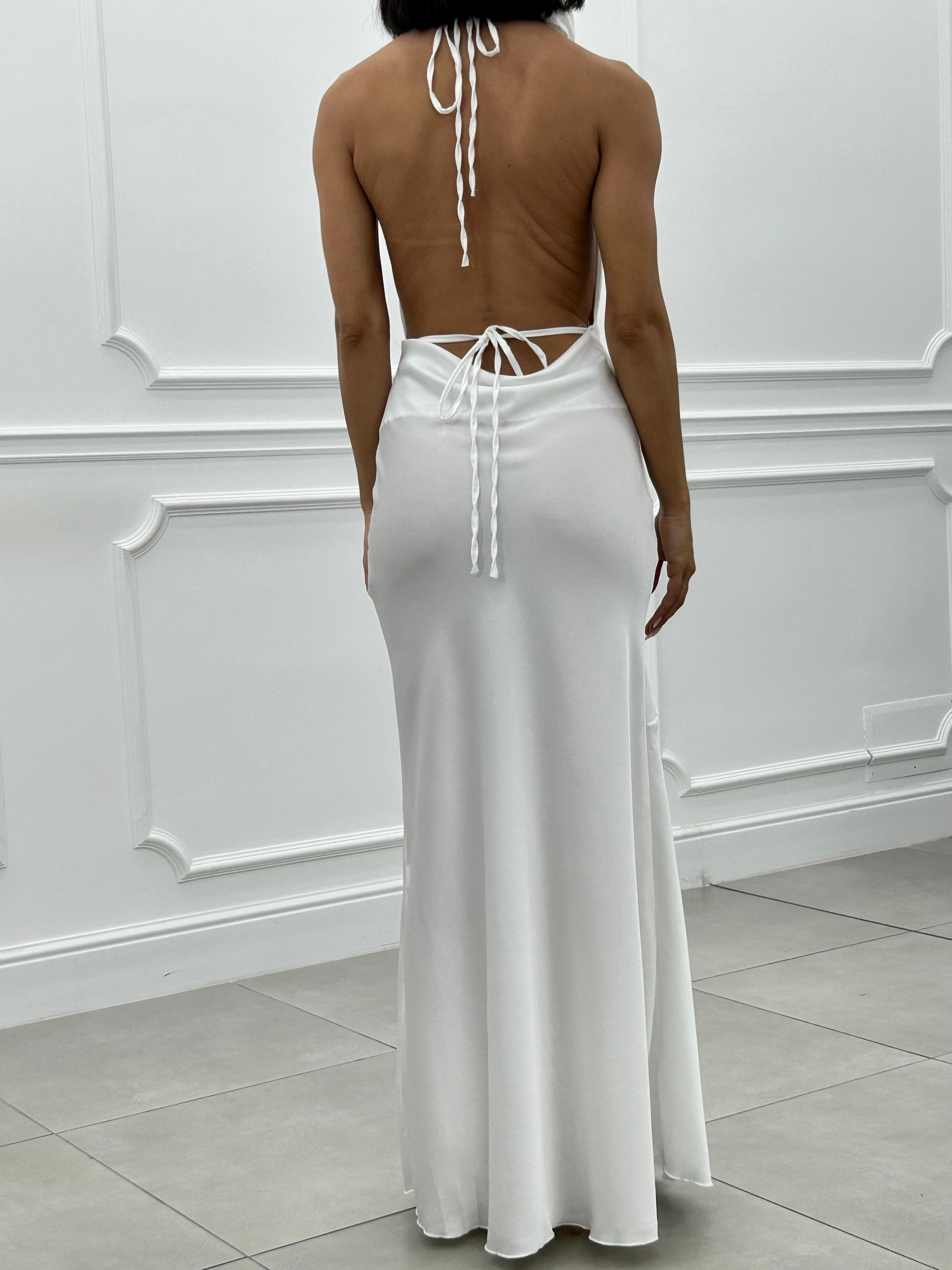 DRESS LUNGO IN RASO CON FIORE NEW SS25