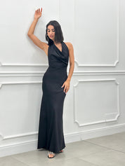 DRESS LUNGO IN RASO CON FIORE NEW SS25