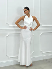 DRESS LUNGO IN RASO CON FIORE NEW SS25