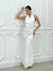 DRESS LUNGO IN RASO CON FIORE NEW SS25