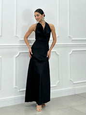 DRESS LUNGO IN RASO CON FIORE NEW SS25