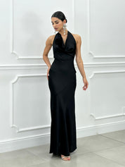 DRESS LUNGO IN RASO CON FIORE NEW SS25