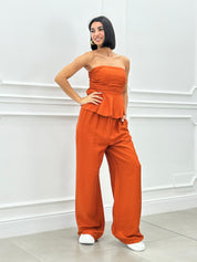 COORDINATO TOP CON BALZE E PANTALONE NEW SS25