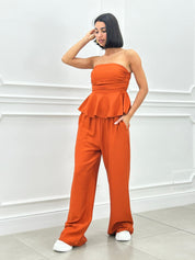 COORDINATO TOP CON BALZE E PANTALONE NEW SS25