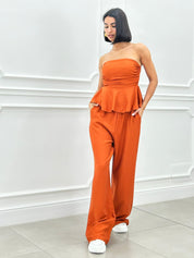 COORDINATO TOP CON BALZE E PANTALONE NEW SS25