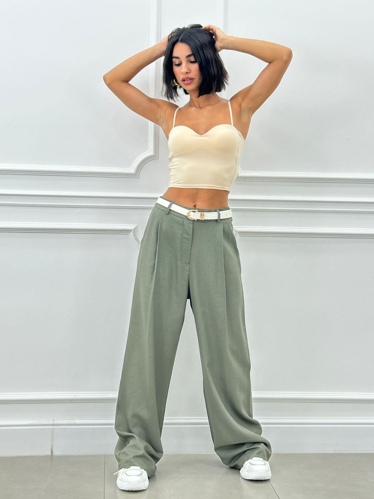 PANTALONE MISTO LINO CON PINCES NEW SS25