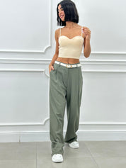PANTALONE MISTO LINO CON PINCES NEW SS25