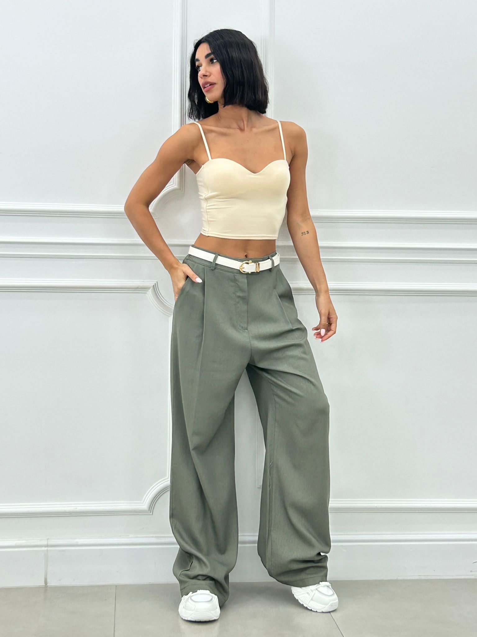 PANTALONE MISTO LINO CON PINCES NEW SS25
