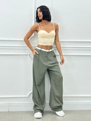 PANTALONE MISTO LINO CON PINCES NEW SS25