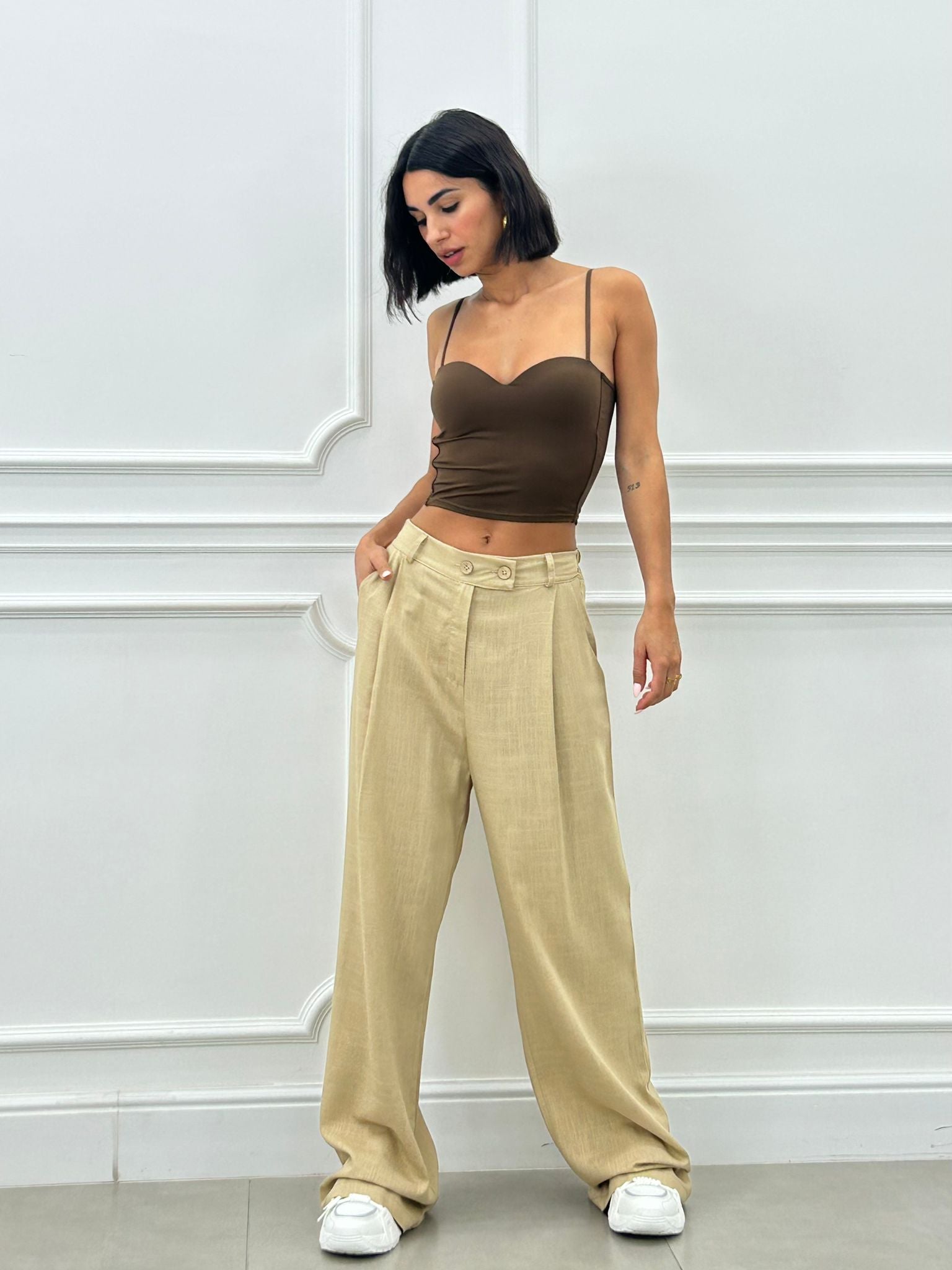 PANTALONE MISTO LINO CON PINCES NEW SS25