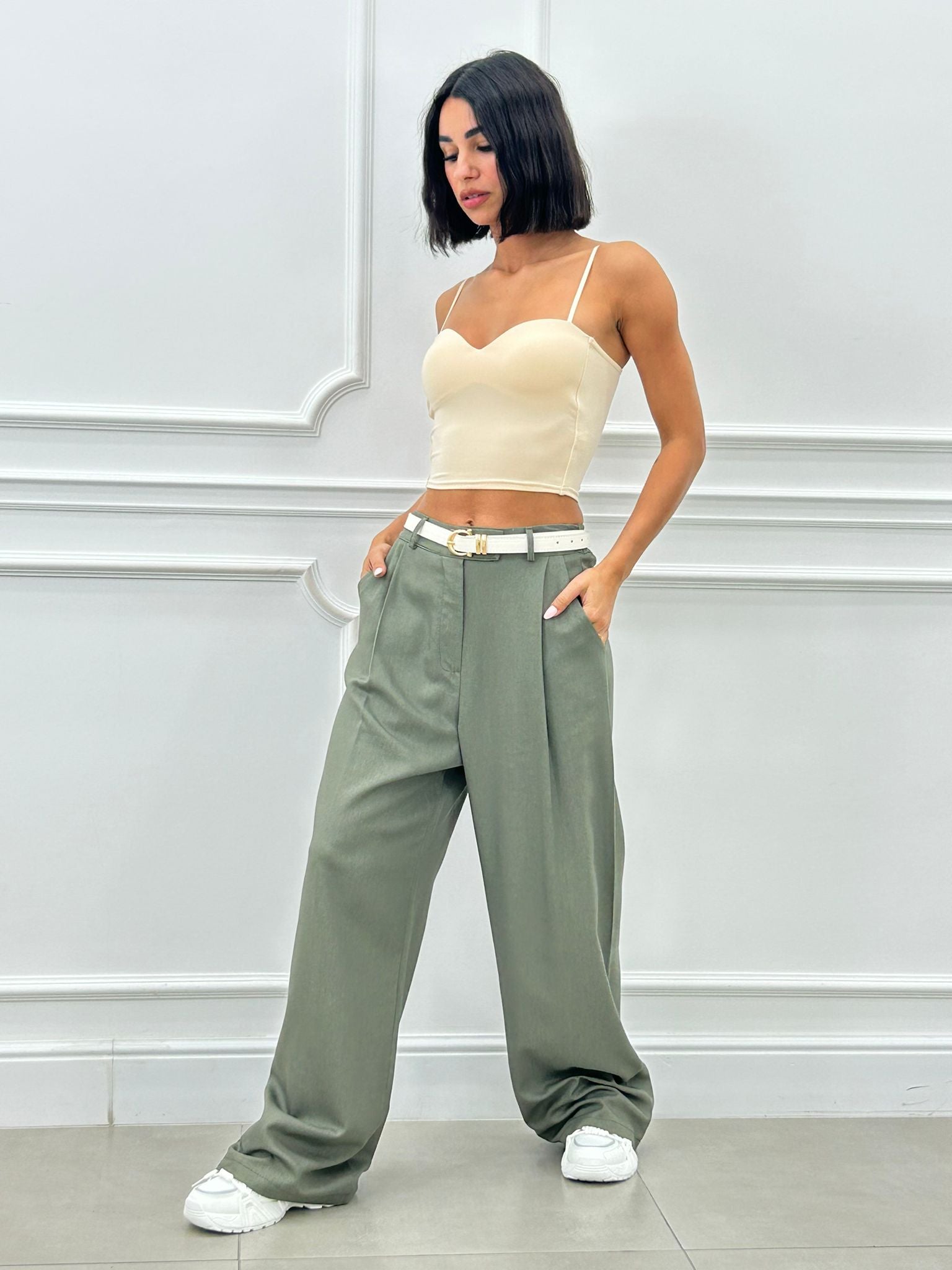 PANTALONE MISTO LINO CON PINCES NEW SS25