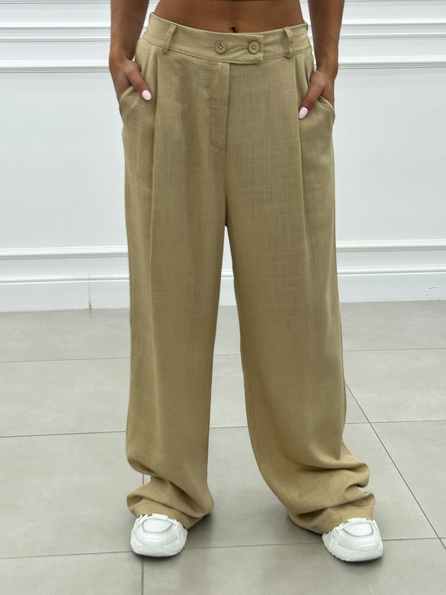 PANTALONE MISTO LINO CON PINCES NEW SS25