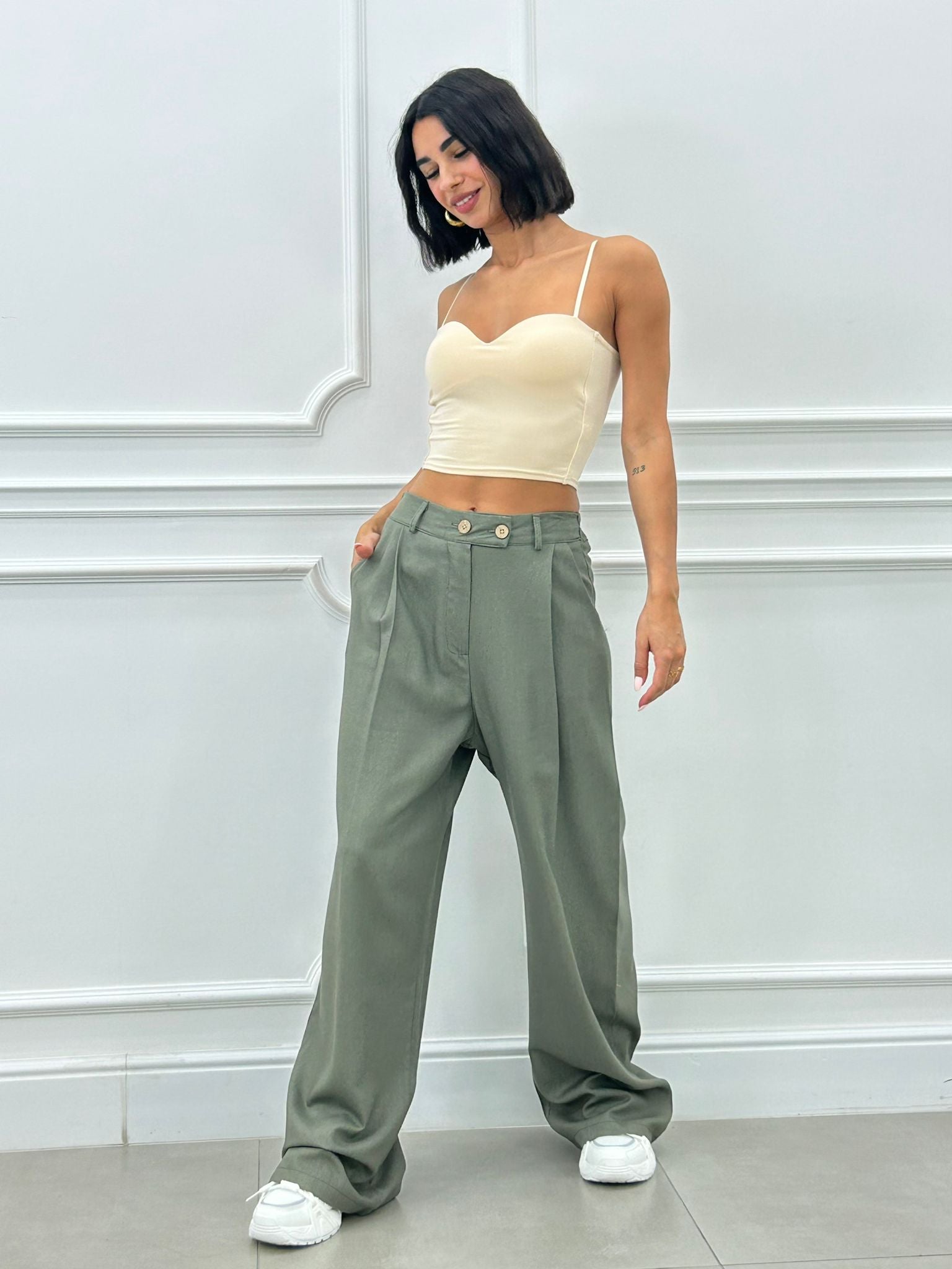 PANTALONE MISTO LINO CON PINCES NEW SS25