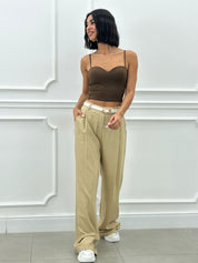 PANTALONE MISTO LINO CON PINCES NEW SS25