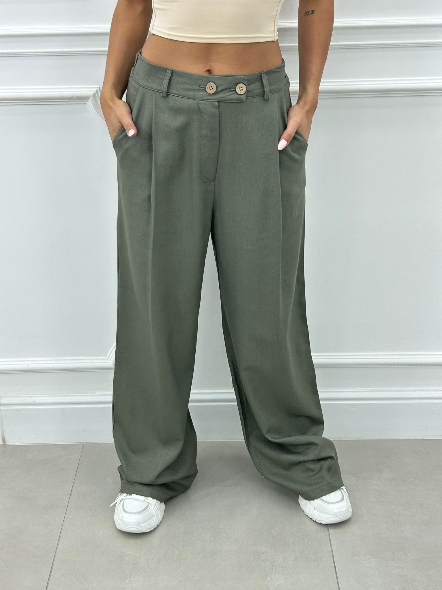 PANTALONE MISTO LINO CON PINCES NEW SS25