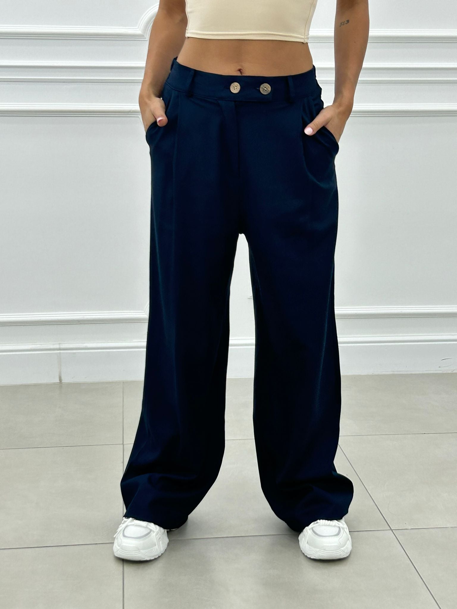 PANTALONE MISTO LINO CON PINCES NEW SS25