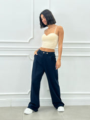 PANTALONE MISTO LINO CON PINCES NEW SS25