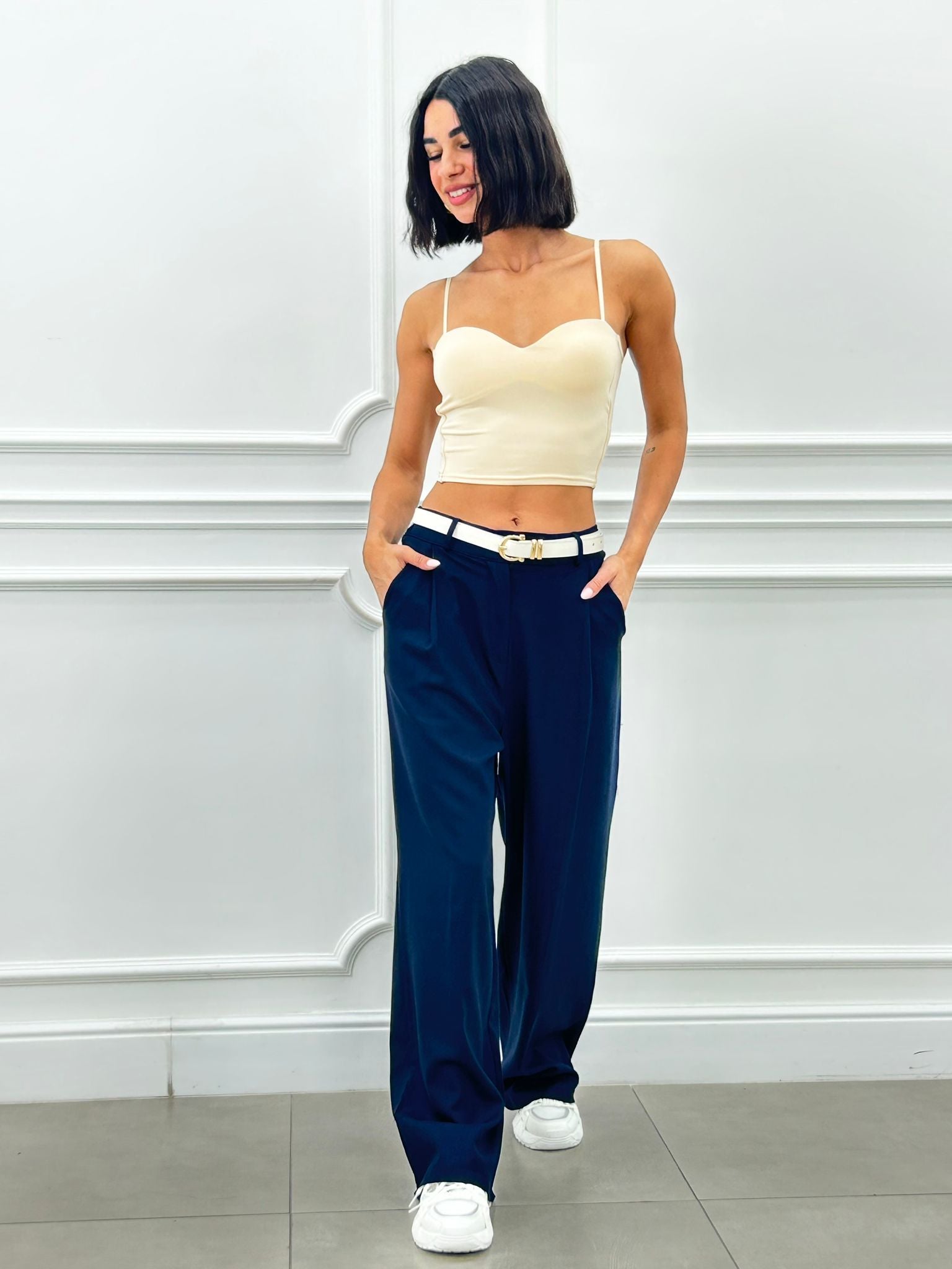PANTALONE MISTO LINO CON PINCES NEW SS25