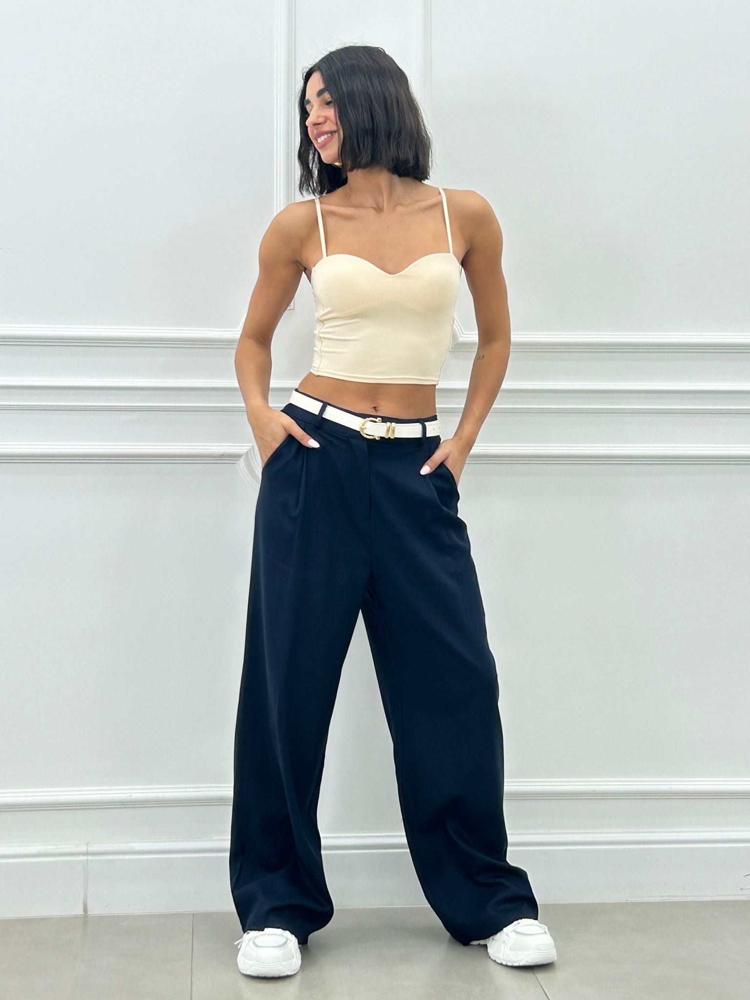 PANTALONE MISTO LINO CON PINCES NEW SS25