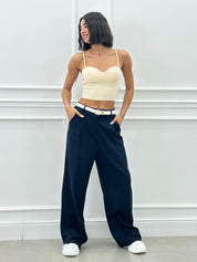 PANTALONE MISTO LINO CON PINCES NEW SS25