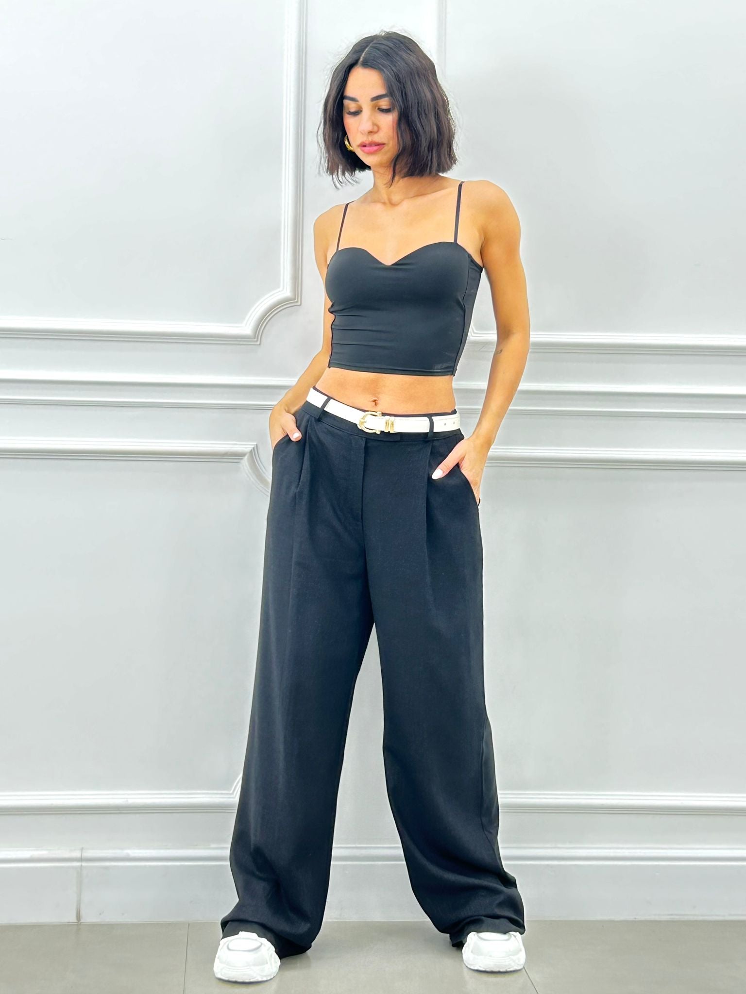 PANTALONE MISTO LINO CON PINCES NEW SS25