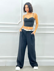 PANTALONE MISTO LINO CON PINCES NEW SS25