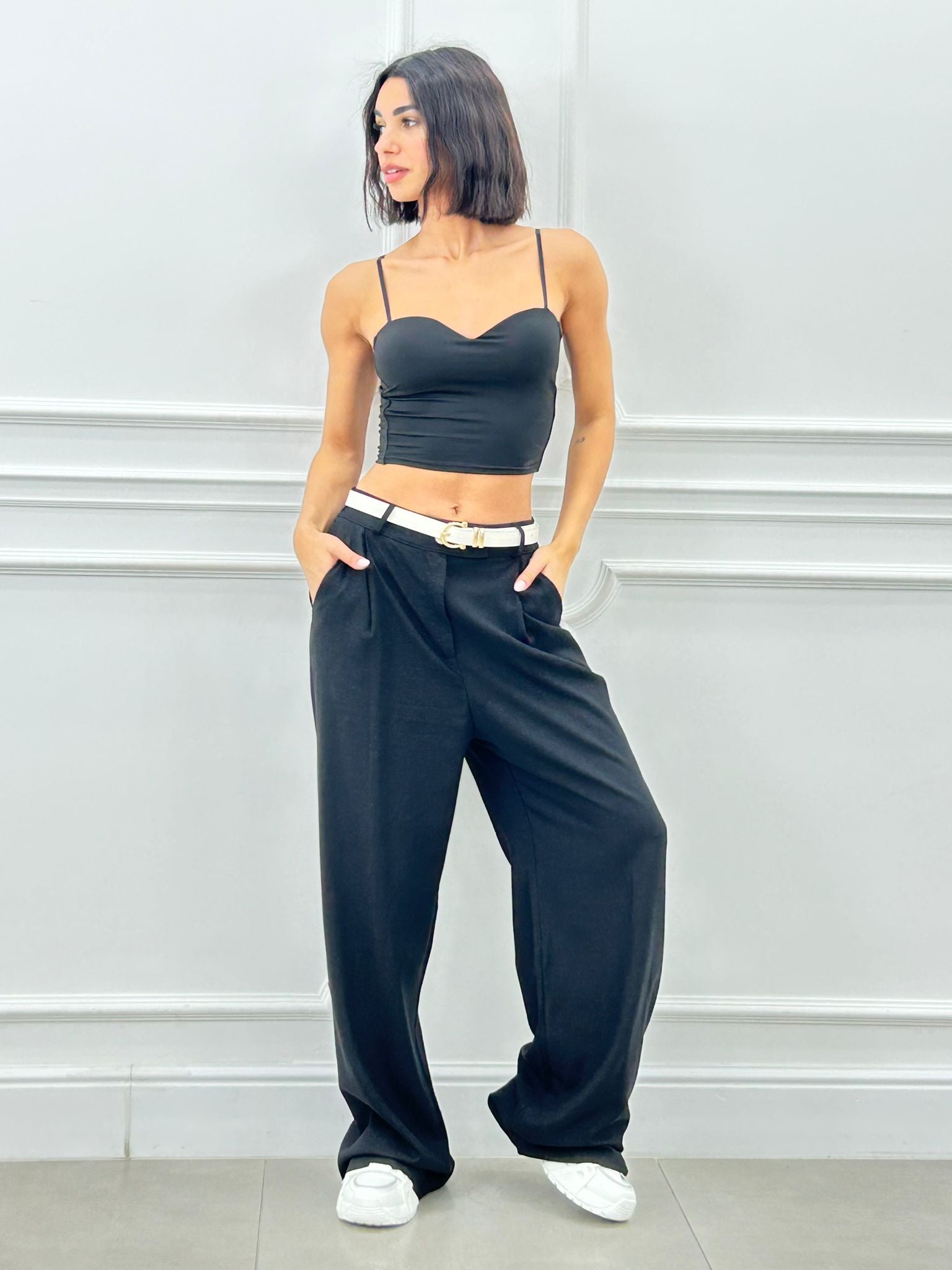 PANTALONE MISTO LINO CON PINCES NEW SS25