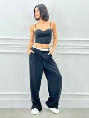 PANTALONE MISTO LINO CON PINCES NEW SS25