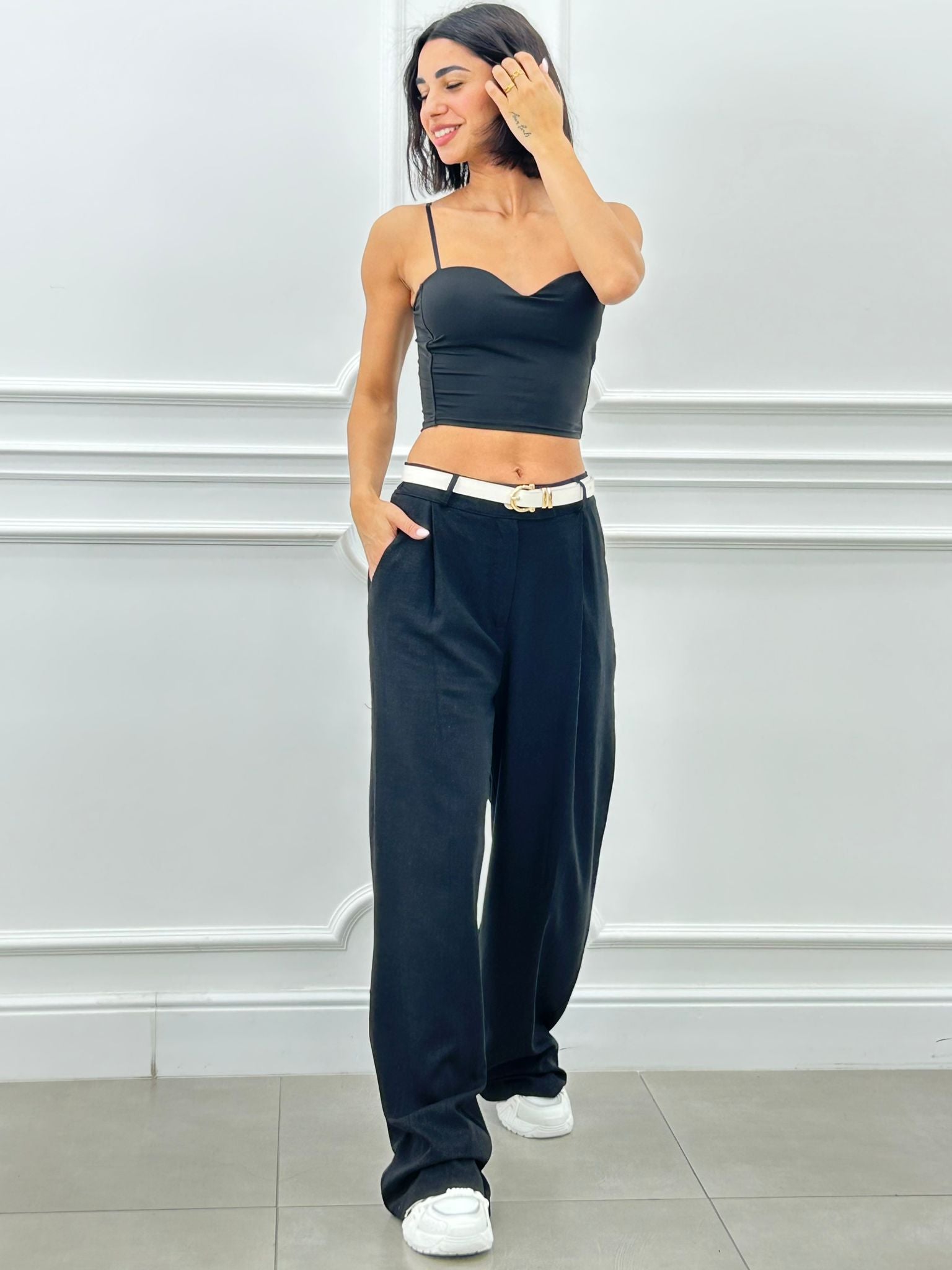 PANTALONE MISTO LINO CON PINCES NEW SS25