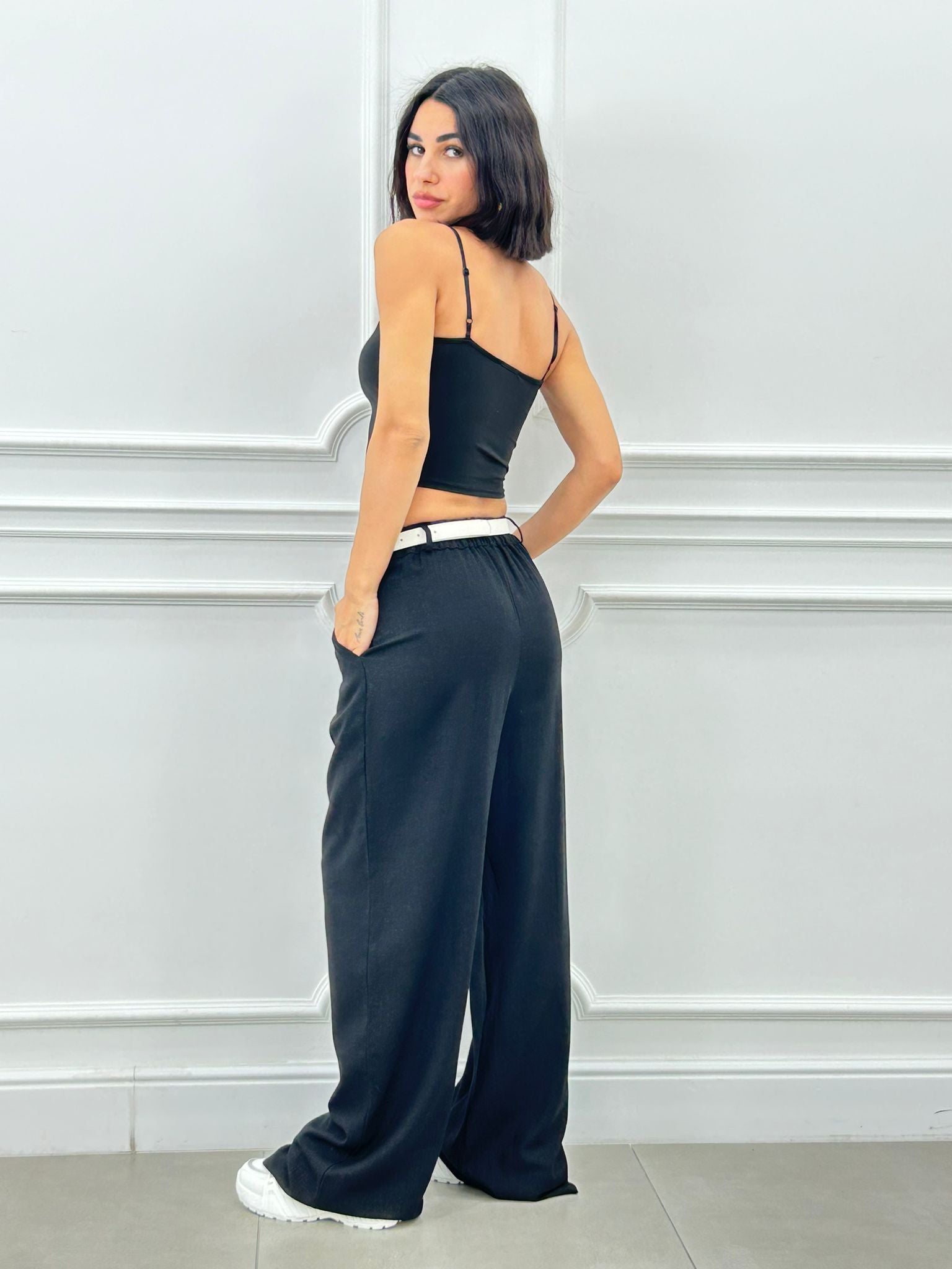 PANTALONE MISTO LINO CON PINCES NEW SS25