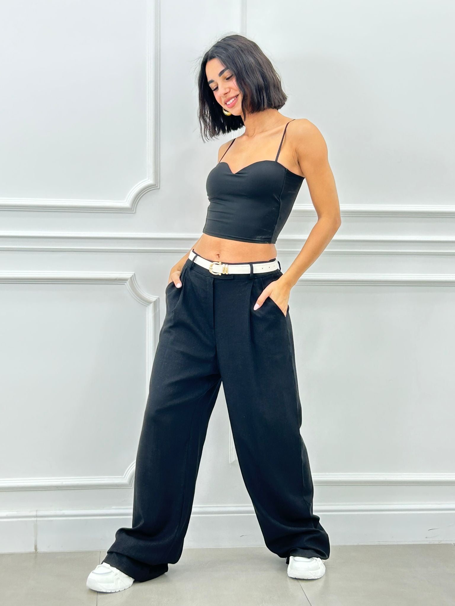 PANTALONE MISTO LINO CON PINCES NEW SS25